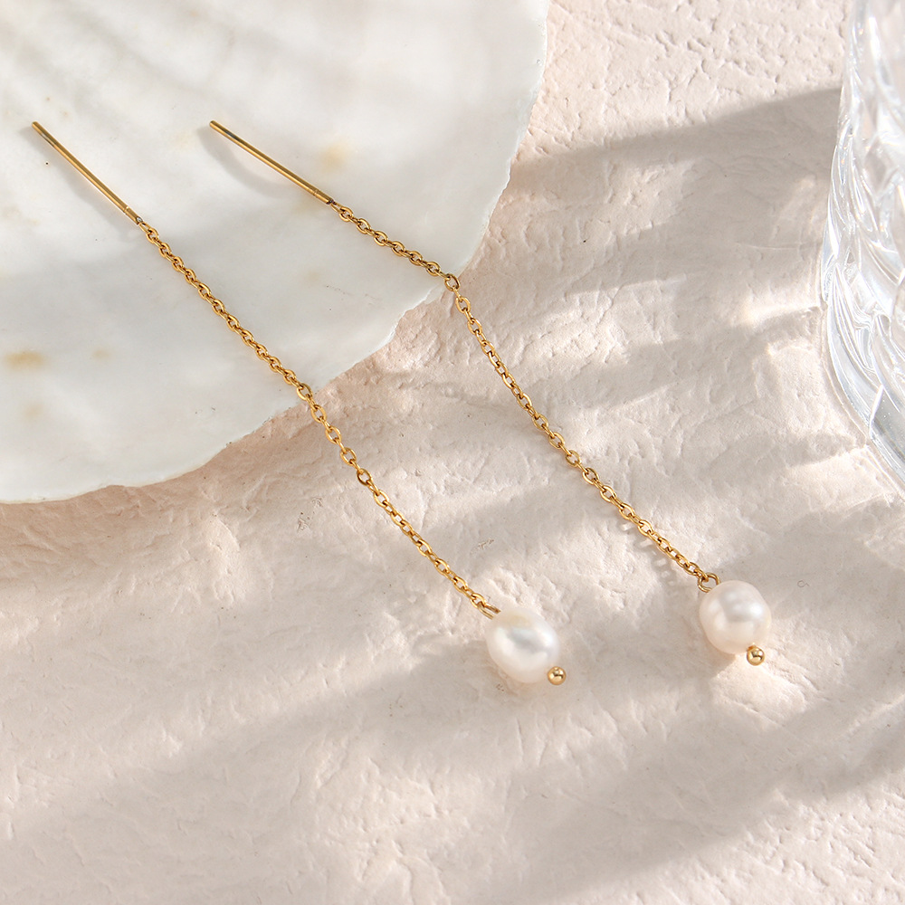 Fashion Solid Color Stainless Steel Pearl Plating Bracelets Earrings Necklace