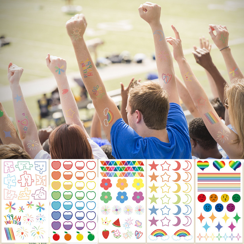 10 Cross-border Color Simple Pattern Tattoo Sticker Children's Party Funny Party Gift Face