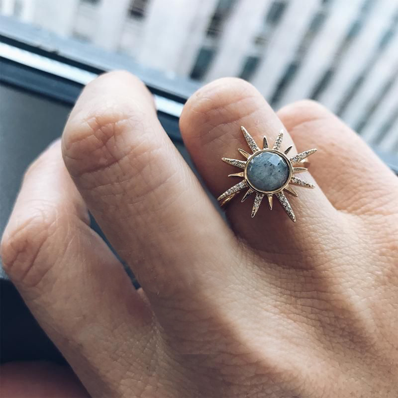 Star Pattern Women's Gender 1 Piece Retro Star Alloy Plating Inlay Cat's Eye Stone Women's Rings