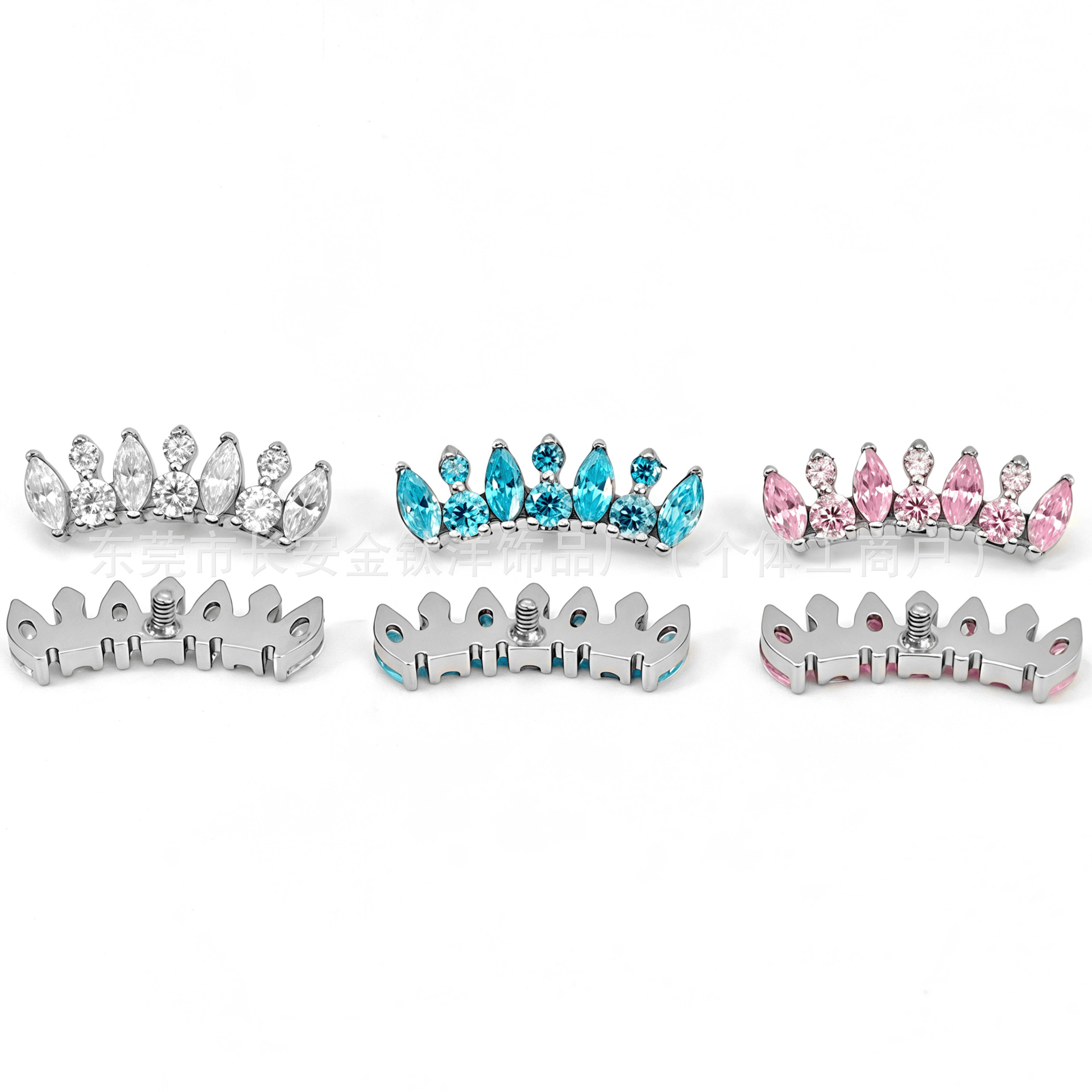 F136 Titanium Internal Thread Full Diamond Crown Zircon Earrings Cochlear Nail Ear Bone Nail G23 Titanium Alloy Piercing Jewelry detail image 8