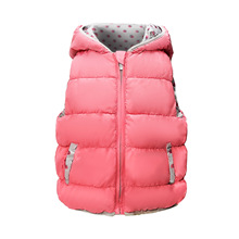 外贸原单 女宝宝新款棉服秋冬外穿婴儿粉色马甲棉防风保暖加厚外