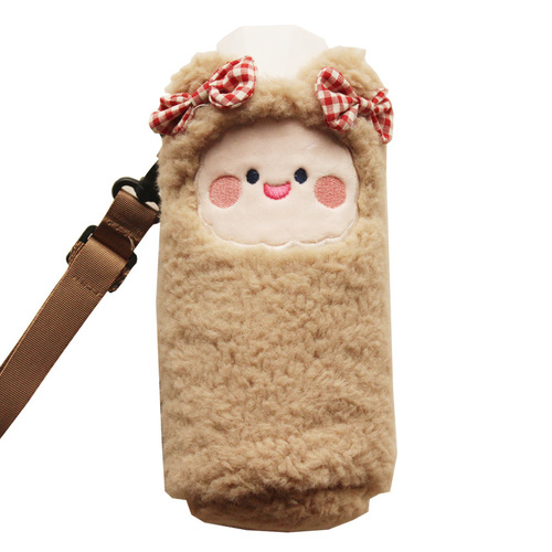 Cute high-looking thermos cup cover Internet celebrity plush cover can be worn diagonally across the cup cover Little cute bear kettle portable cup cover wholesale