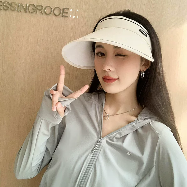 Sun Protection 2024 Empty Top Hat Sports Korean Style Cycling Hat Women's Sun Hat Uv Summer Large Brim Sun Protection Hat Wholesale