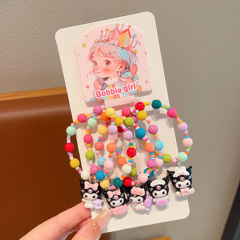 子供のヘアアクセサリーかわいい漫画クロメビーズブレスレット女の子ブレスレット 2025 新しい女の子ジュエリーブレスレット|undefined