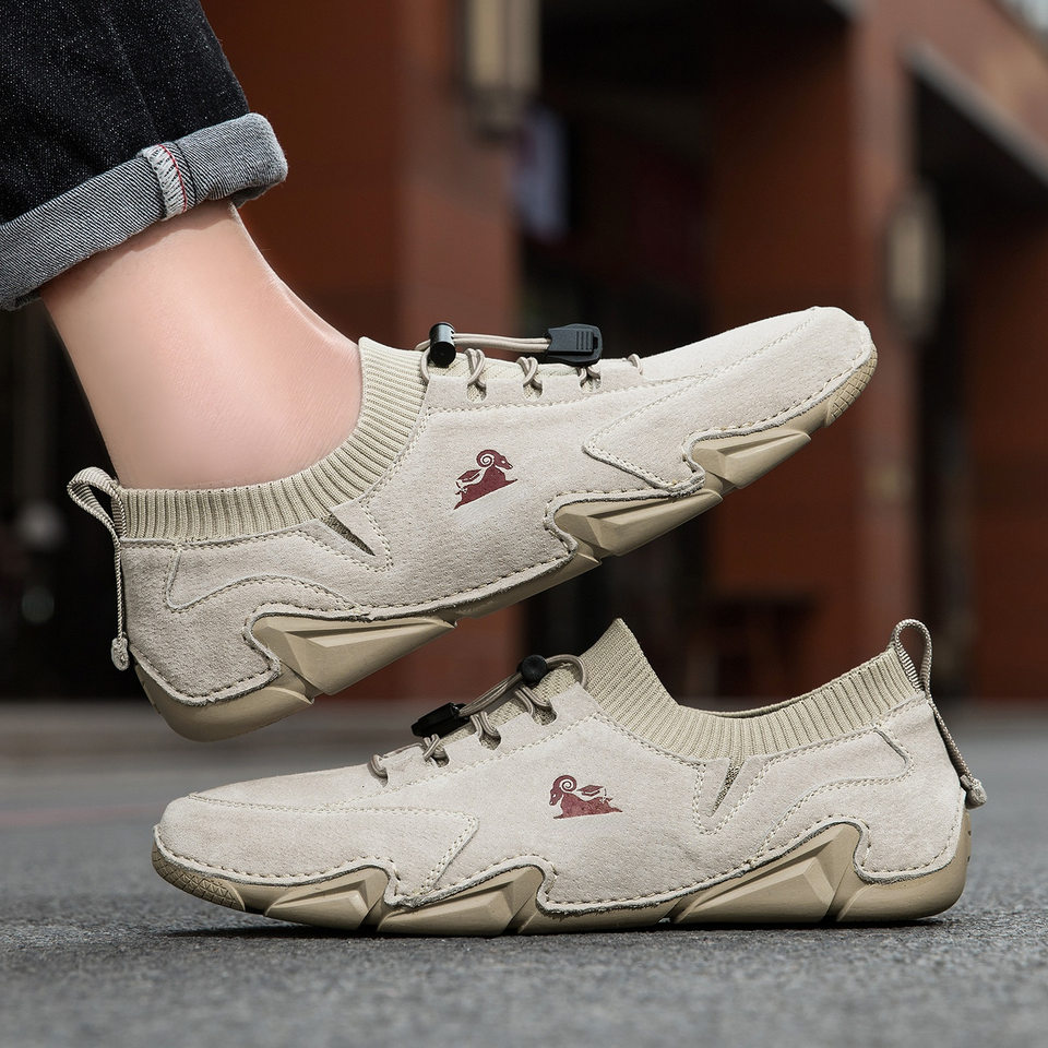Giày Martin nam cổ thấp da heo, đế cao su may, phong cách năng động — G87139 Kaki, G87139 màu xám, G87139 đen