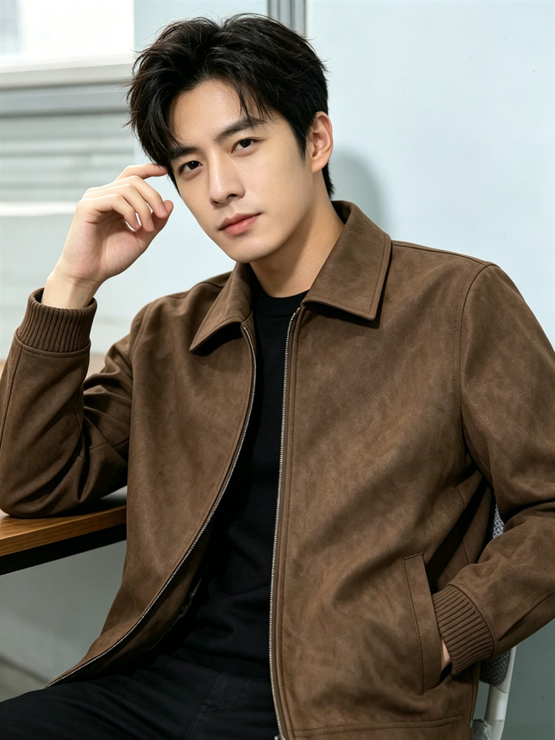 High-End Retro Stylish Suede Lapel 2026 New Spring and Autumn Men's Leather Jacket Loose Casual Style