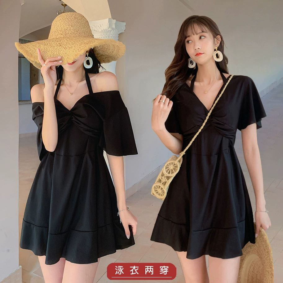 Цельный консервативный купальник больших размеров, Женский стройнящий купальник с горячей весной и стальным кольцом