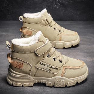 Children's Shoes Boys Cotton Shoes 2024 Autumn and Winter New Children's fleece-lined Martin Boots Middle and Big Children's Two Cotton Winter Shoes Snow Boots