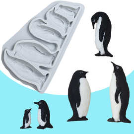 跨境 新款企鹅硅胶模具DIY蛋糕装饰翻糖巧克力模具现货厂家直销