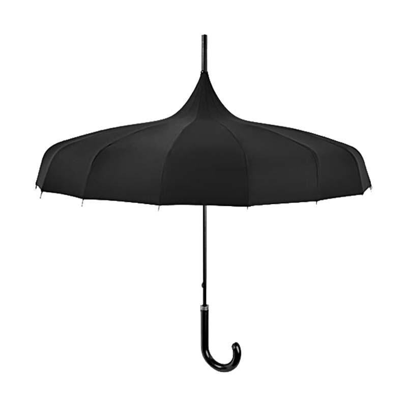 Manual 16-Bone Leather Curved Umbrella Handle Arched Straight Pole Long Handle Export Advertising Pagoda Umbrella Manufacturer Customized Logo