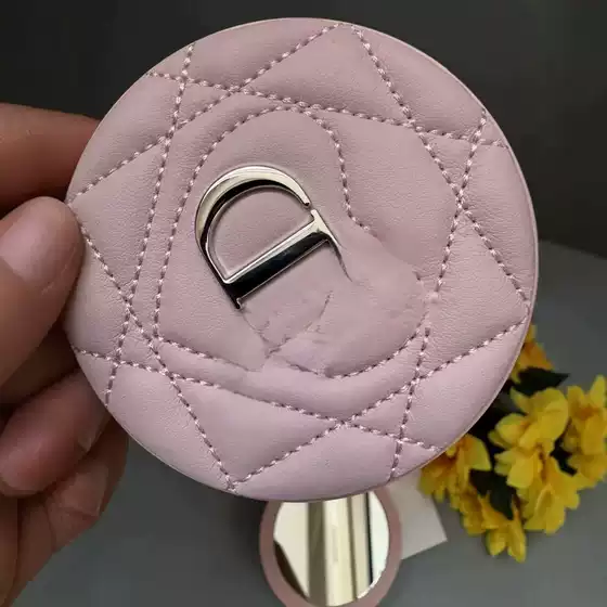 D's Cross-Border Beauty Gift Makeup Mirror Lambskin Beauty Double-Sided Mirror Foldableable Portable Beauty Mirror
