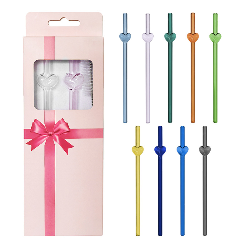 투명 + 핑크 러브 스트로 2+1 세트