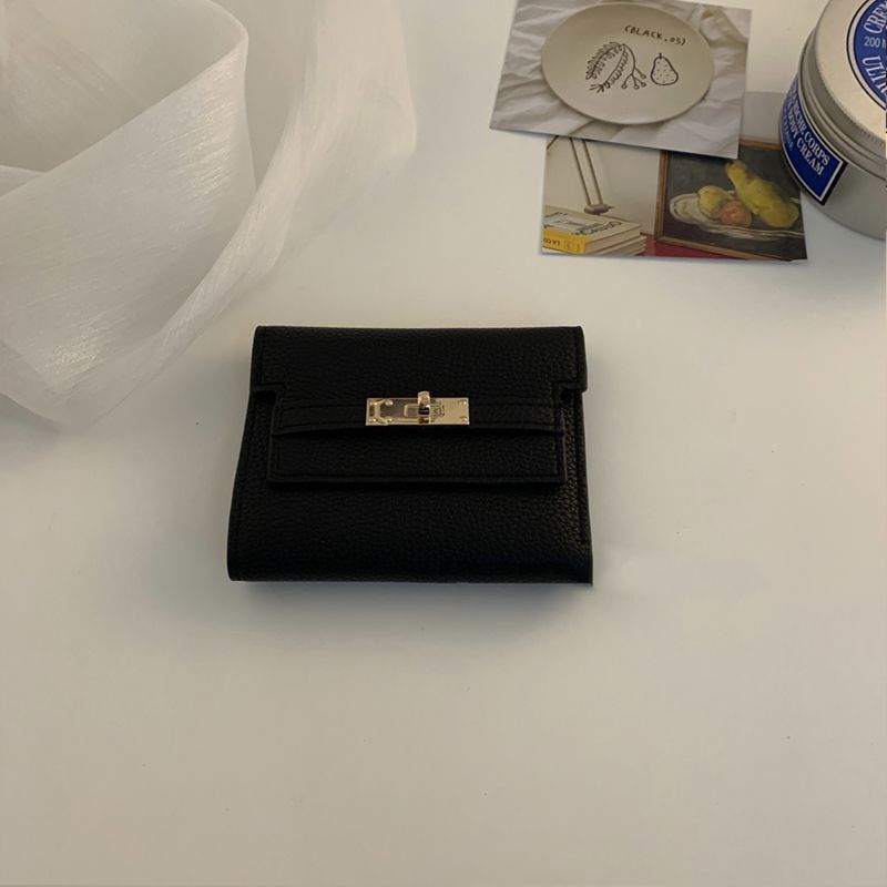 质感搭扣钱包女皮多卡位潮流简约三折短款皮夹卡包外贸工厂供应链|undefined