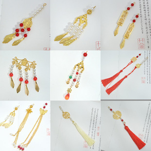 Round fan tassel big red wedding Phoenix Beads pendant pearl decoration round fan diy jewelry accessories wholesale