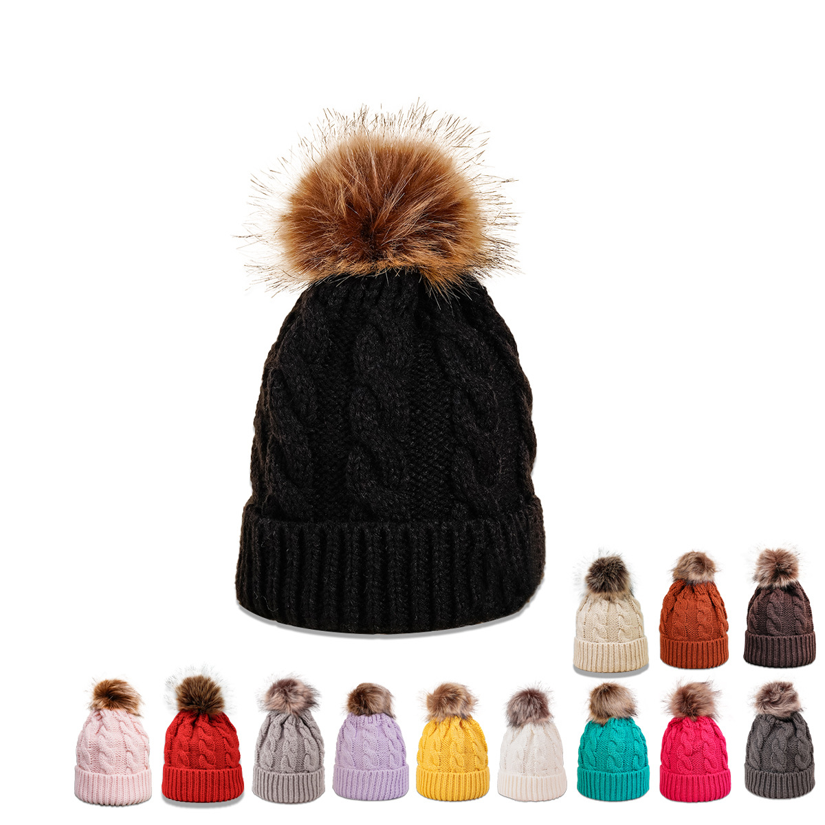 Autumn And Winter New Twist Knit Hat Wool Ball Fashion Trend Warmth Pure Color Woolen Hat display picture 16