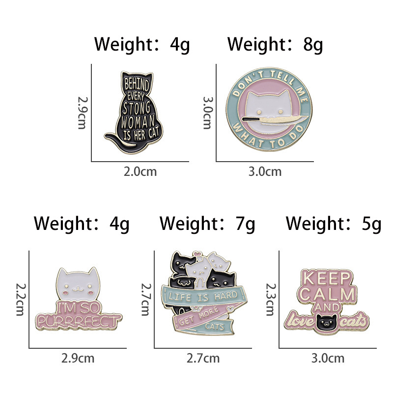 Broche de gatito de dibujos animados transfronterizo, accesorios personalizados con letras en inglés, pines decorativos para tops y mochilas.