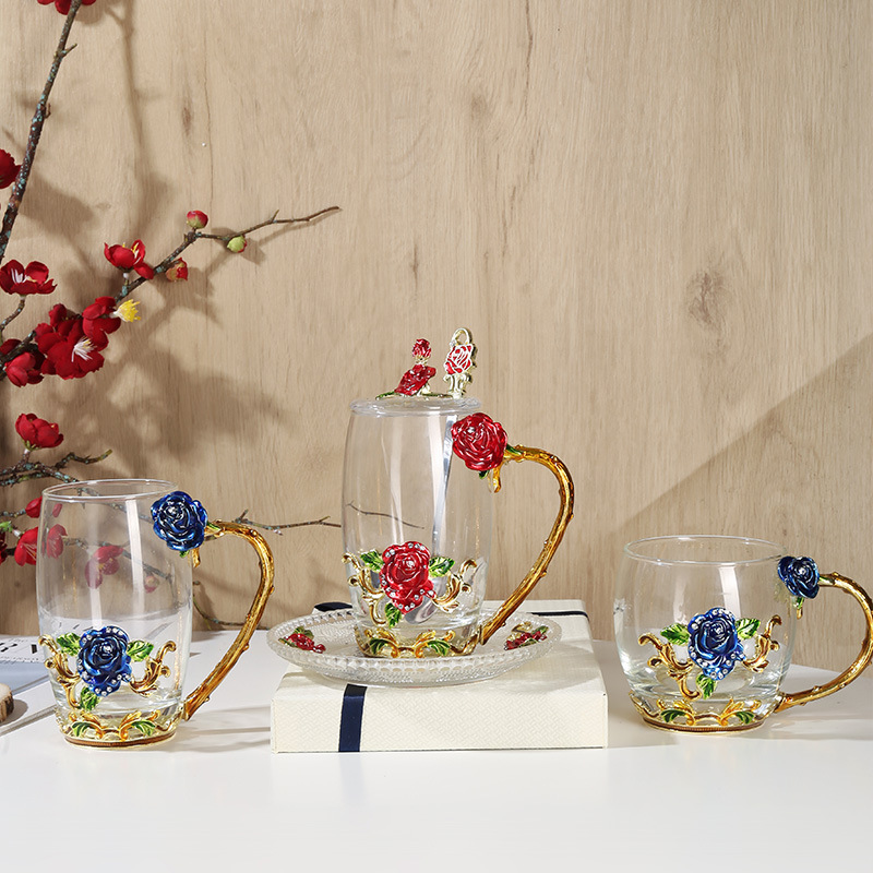 Hitzebeständige Glastasse Mit Floralem Emaille-design_voghion.com