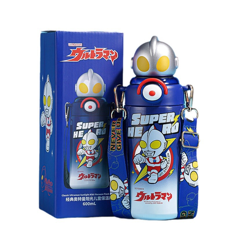 Aikesi 子供用魔法瓶カップ 女性用 316 食品グレード ウルトラマン ストローカップ 斜め掛け可能 落下防止 学生ケトル|undefined