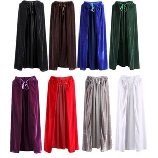 Medieval Hooded Shawl Cosplay Lace-up Velvet Cloak Female Stage with Hat Children's Halloween Cloak