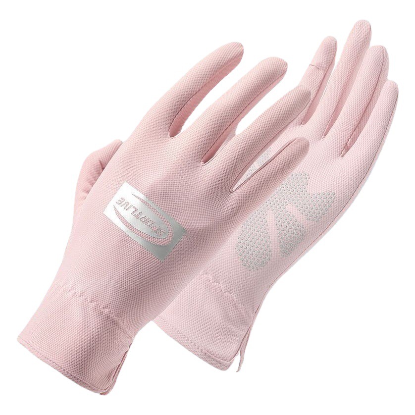 Guantes de protección solar para mujer delgados protección UV al aire libre transpirable dedo completo antideslizante conducción guantes de dedo de fuga de seda de hielo