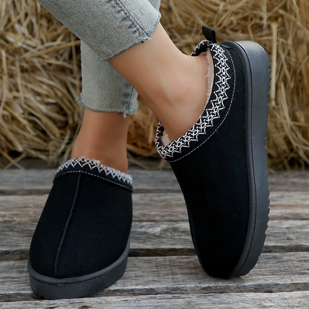 Winter boots, keep warm heel sticker platform, slippers, 2023