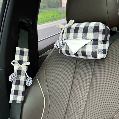 Seat belt shoulder pad, Creative Plaid Tulip Car