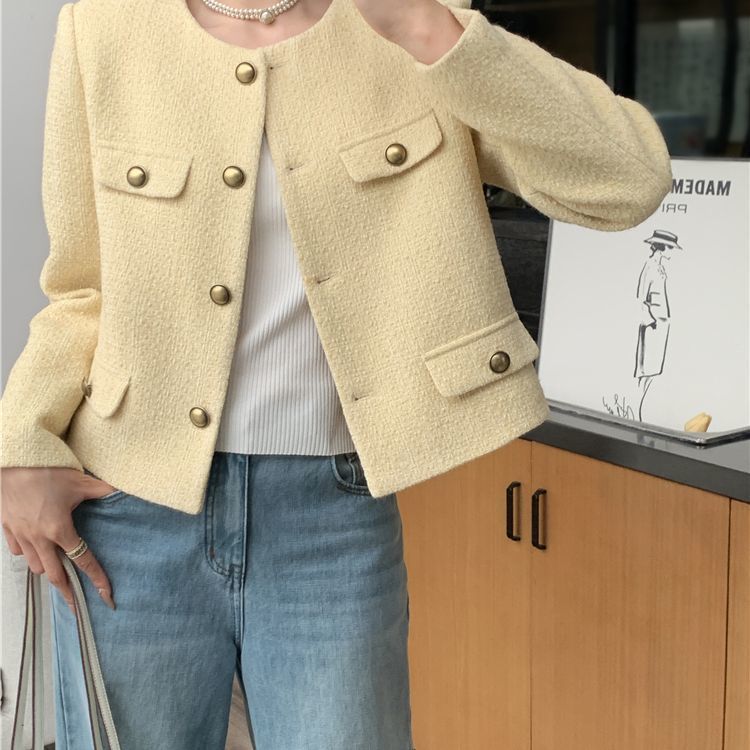 黄色短款小香风外套女2025年秋季新款高级感宽松百搭上衣夹克|undefined