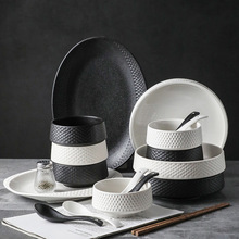 碗碟套装家用简约高级感餐具套装陶瓷中式黑白碗盘轻奢碗筷盘子碗