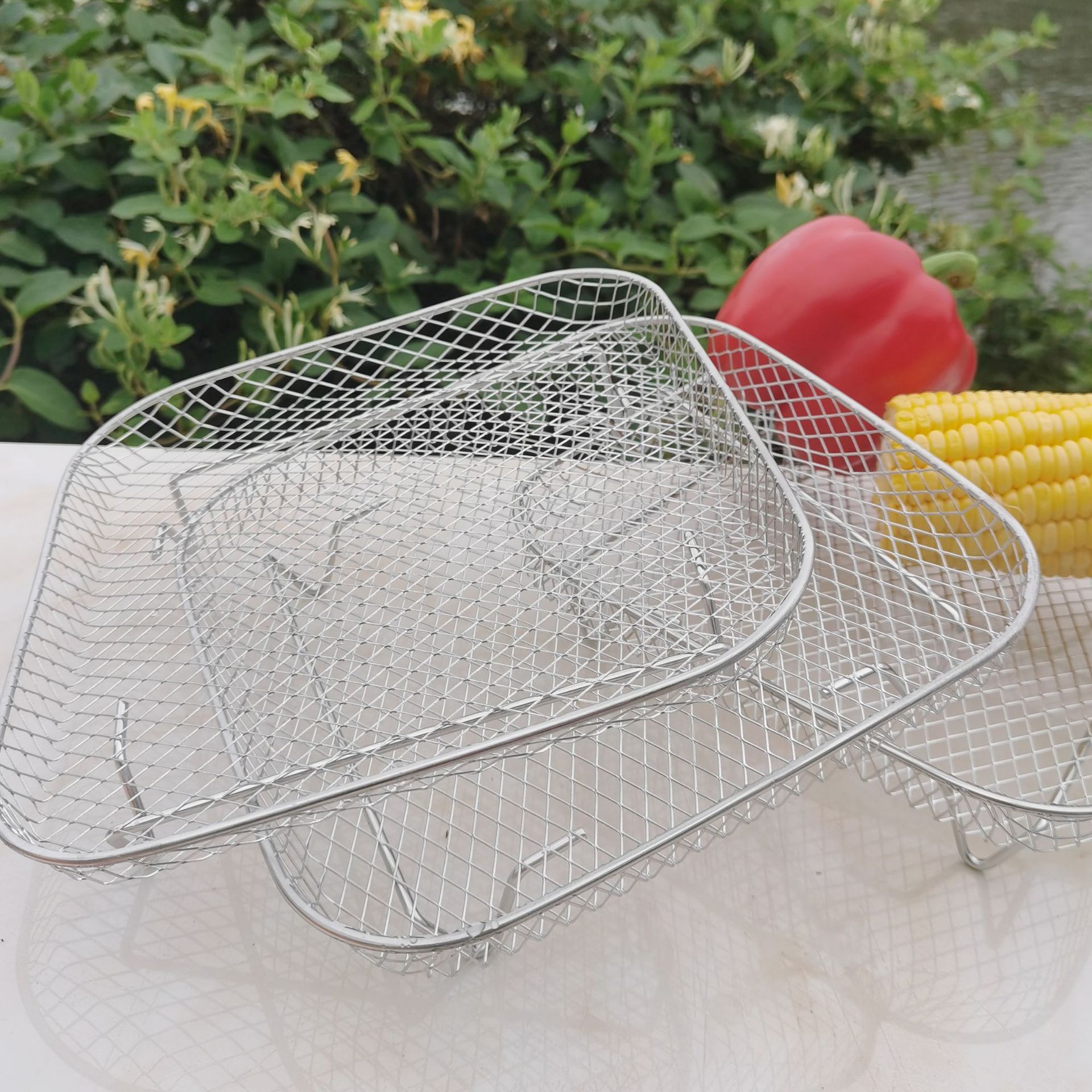 Amazon parrilla de tres capas de vapor 304 accesorios de freidora de aire de acero inoxidable Fabricante de parrilla de acero inoxidable en stock