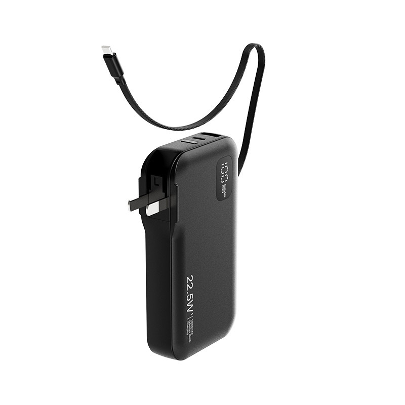 国境を越えた新しい 10000mAh AC プラグ付きパワーバンク、格納式ケーブル付き PD22.5W モバイル電源|undefined