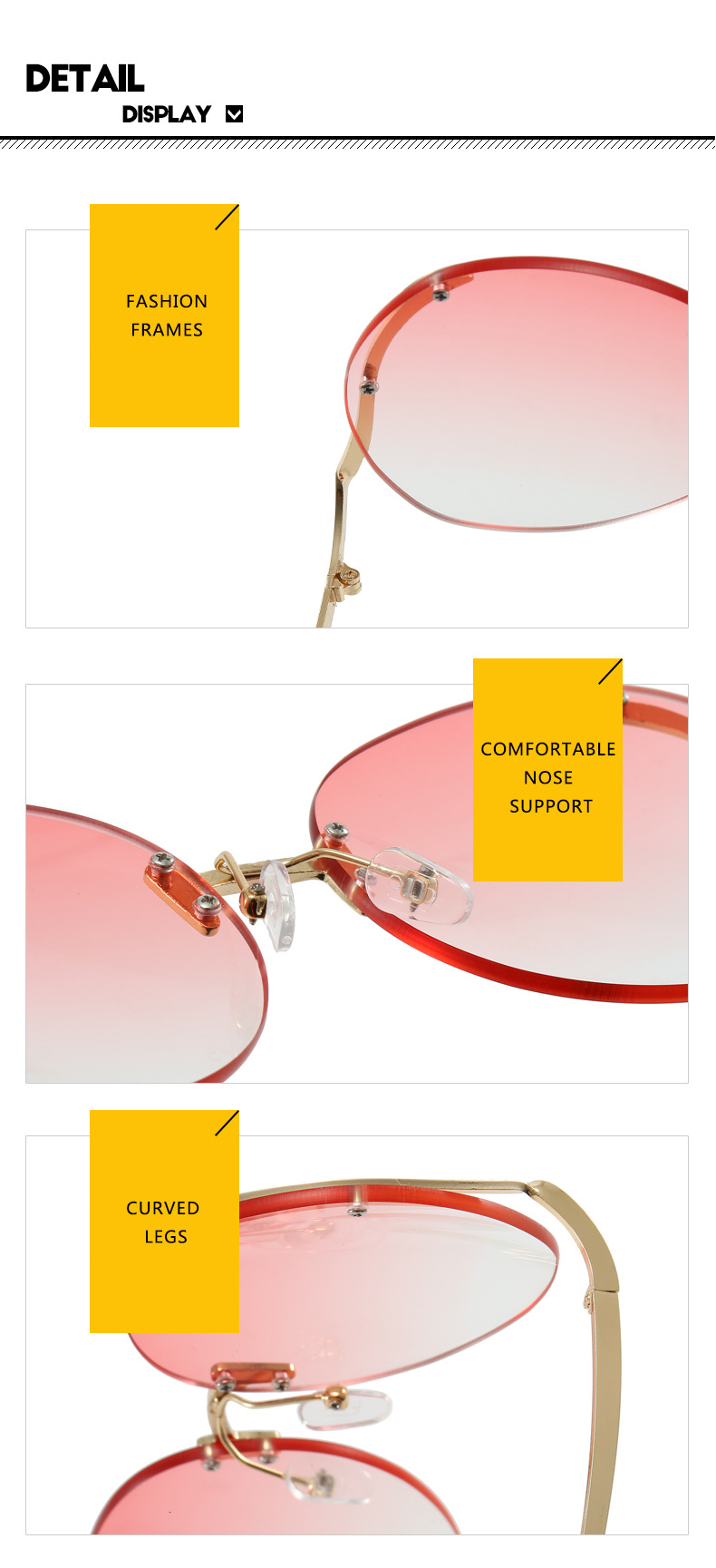 45g Weight Frameless Glasses Structure Sunglasses Classification PC, UV400 Protection Lens Material Round Frame Glasses Style Travel, Fashion Wear, Sun protection Occasion Solid Color Pattern All Seasons Season Women's Gender Personality, Exaggerated, Street Style Personality Exaggerated Street Solid Color PC UV400 Protection Round Frame Frameless Women's Sunglasses 12