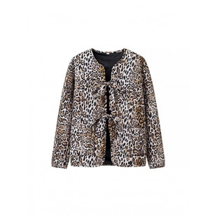 Cross-Border Cross-Border Women's Clothing Autumn and Winter New European and American Style Round Neck Animal Print Lace-Up Long-Sleeved Cotton Clothing Retro Loose