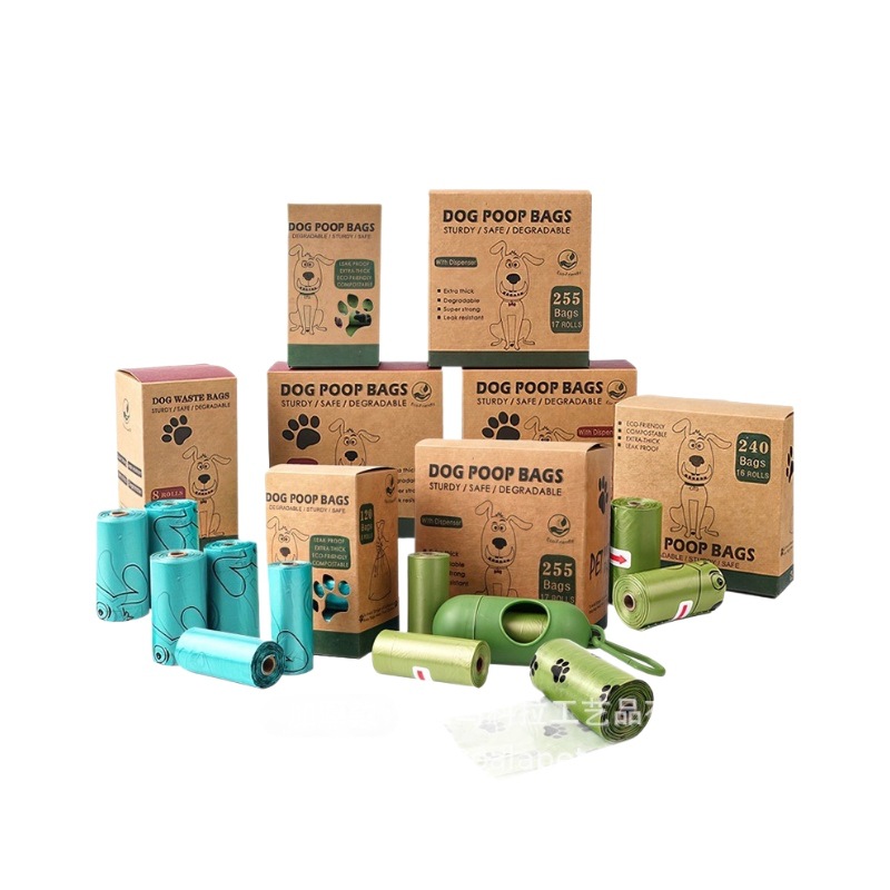 Bolsas biodegradables transfronterizas para excrementos de gatos, bolsas para desechos de mascotas, bolsas para excrementos de perros, bolsas para recoger excrementos, dispensador.