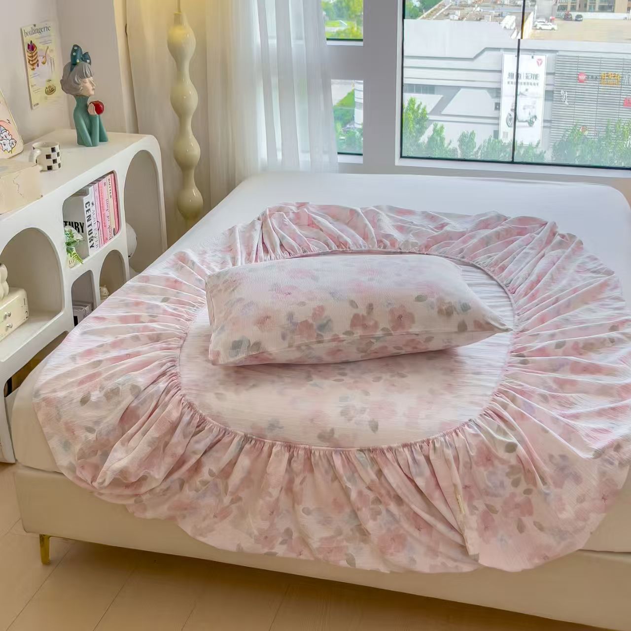 Jacquard gaza de lavado de agua cuatro piezas de cubierta de edredón teñido cubierta de edredón de tres piezas cubierta de sábanas cubierta de almohada de clase madre y bebé