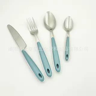厂家热销定制欧美挂孔夹柄木纹大理石纹刀叉勺西餐不锈钢餐具套装