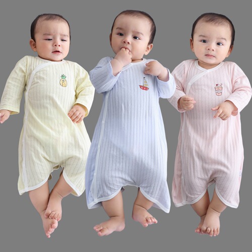 Baby clothes, summer style, baby air-conditioned room belly protection jumpsuit, baby sleeping bag, spring and autumn pure cotton newborn thin pajamas