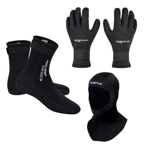 Underwater Warm Swimming Equipment: Snorkeling Insulating 3mm Diving Gloves, 5mm Diving Socks, Diving Hat, Waterproof Long Socks