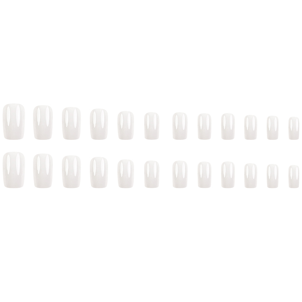 Comercio extranjero más vendido blanco leche puro brillante manicure minimalista de alto nivel viento desgaste de uñas 24 piezas de parche de uñas