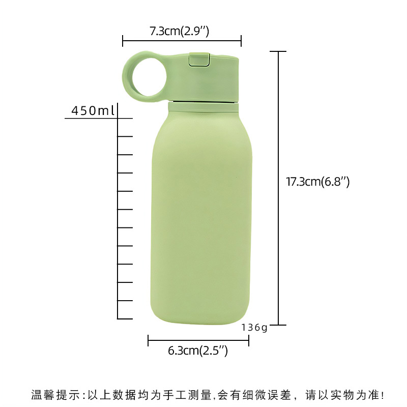 Taza de agua transfronteriza portátil de silicona americana, botella de agua deportiva resistente a altas temperaturas de grado alimenticio, taza de agua esmerilada para automóvil a prueba de caídas al aire libre