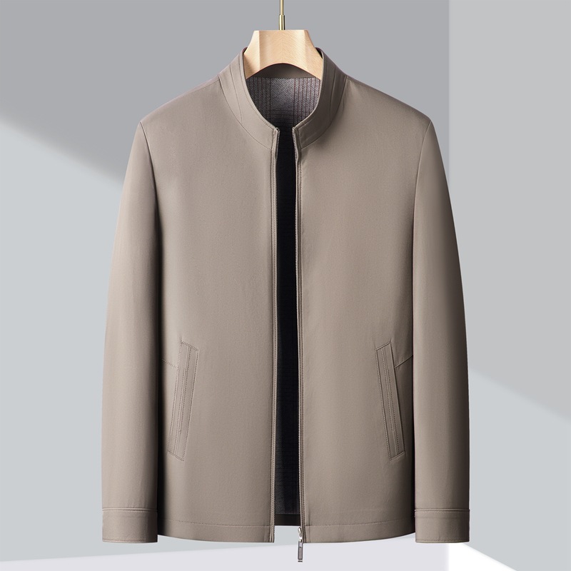 Áo khoác nam cổ đứng Hengyuanxiang dáng bomber mùa thu đông plus size — màu đen