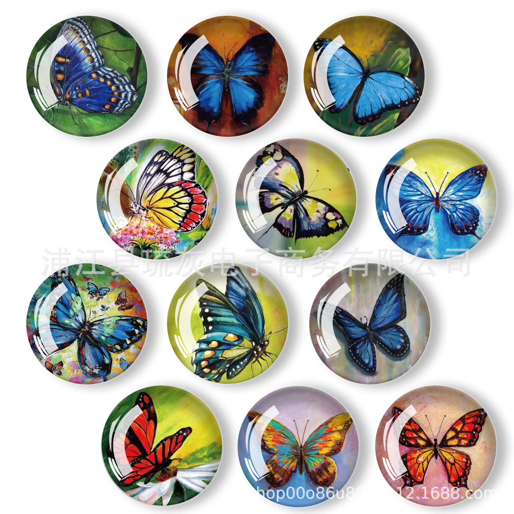 DIY acuarela pintura al óleo serie de la mariposa cristal refrigerador magnético pegatina pizarra pegatina decoración del hogar regalo de la empresa