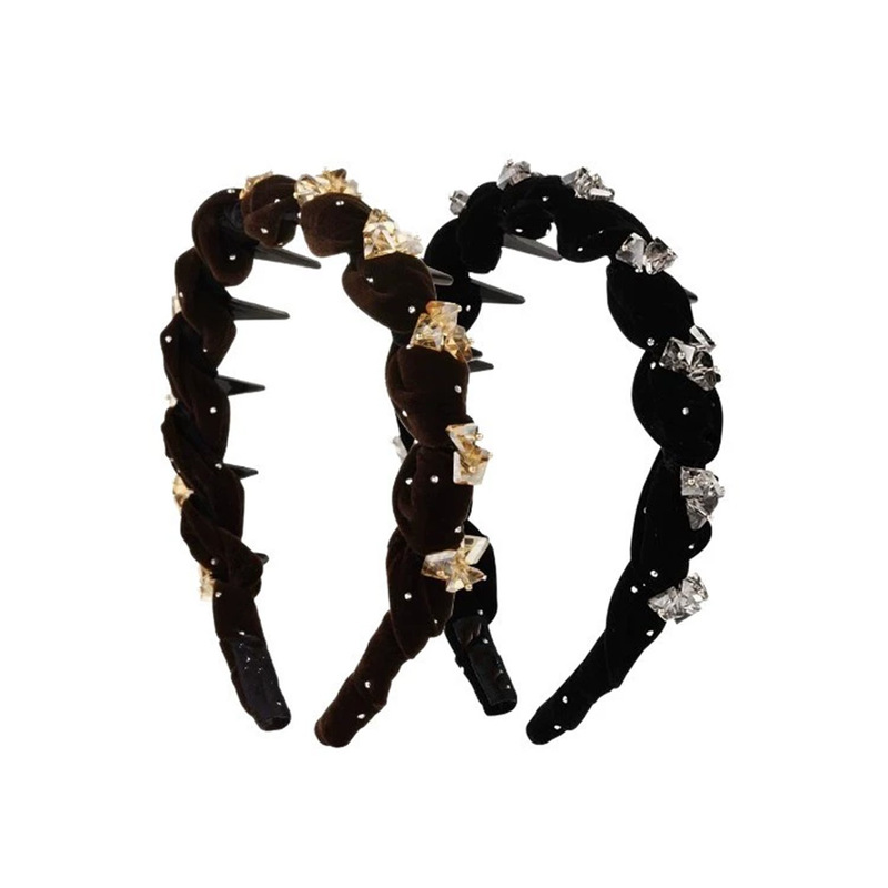 Ffx High-End Braided Hair Hoop with High Crown [Star Diamond Whisper] Toothed Anti-Slip Headwear