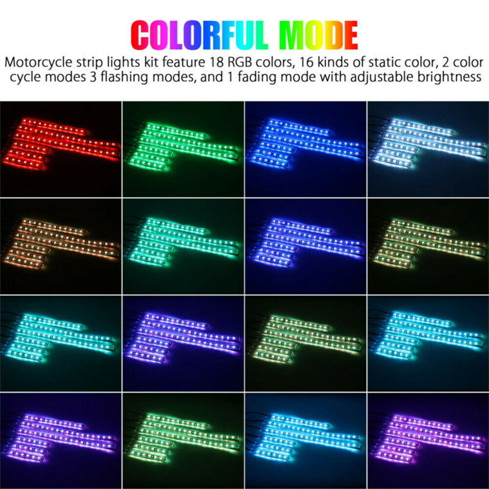 Nuevo tipo de un remolque dieciséis Harley motocicleta luz de atmósfera LED cambio de carretera luz de chasis RGB luz de barra de diapositiva