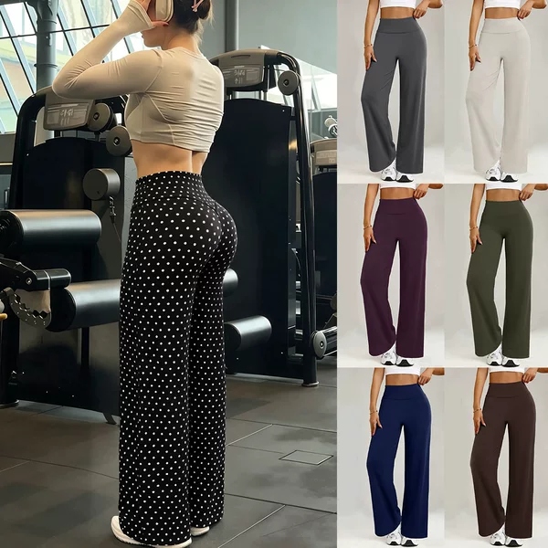 Spring and Summer Outdoor Naked-Feel Straight-Leg Yoga Pants, Long High-Waisted Butt-Enhancing Sports Pants for Women, Casual Fitness Quick-Dry Wide-Leg Pants