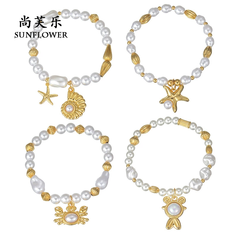Elegant marine bracelet from pearl stainless steel, jewelry with tassels