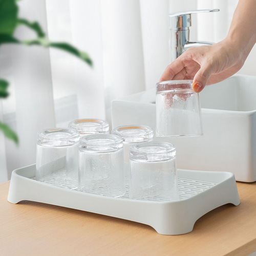 Rectangular home living room tea tray, creative tea set, water cup, drain tray, double-layer tray plastic fruit plate