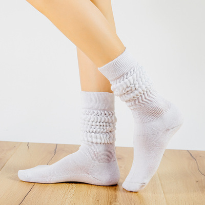 糖果色堆堆袜女秋冬季中筒新款莫兰迪纯色外贸半腿袜slouch socks