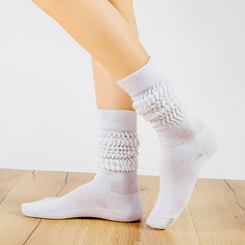 糖果色堆堆袜女秋冬季中筒新款莫兰迪纯色外贸半腿袜slouch socks