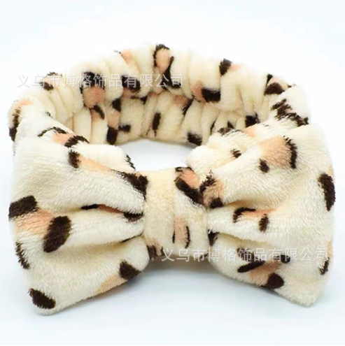 Diadema con lazo de lunares con estampado de leopardo europeo y americano, pañuelo facial SPA, diadema elástica transfronteriza, diadema de borde ancho a rayas