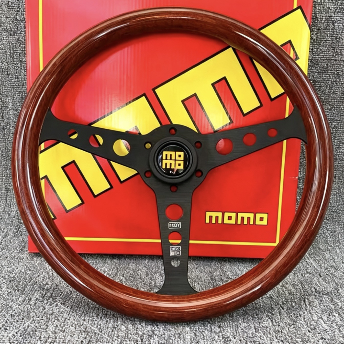 Momo Classic Retro Peach Wood Steering Wheel Modified for Competitive Racing, Universal 14inch Steering Wheel